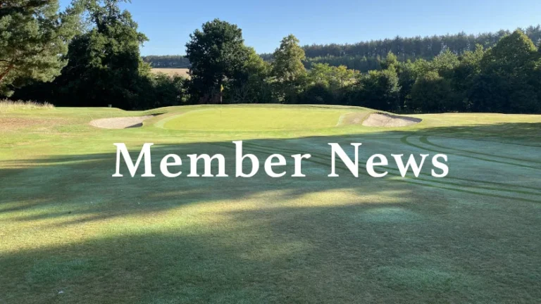 Member News banner with 8th green in the background
